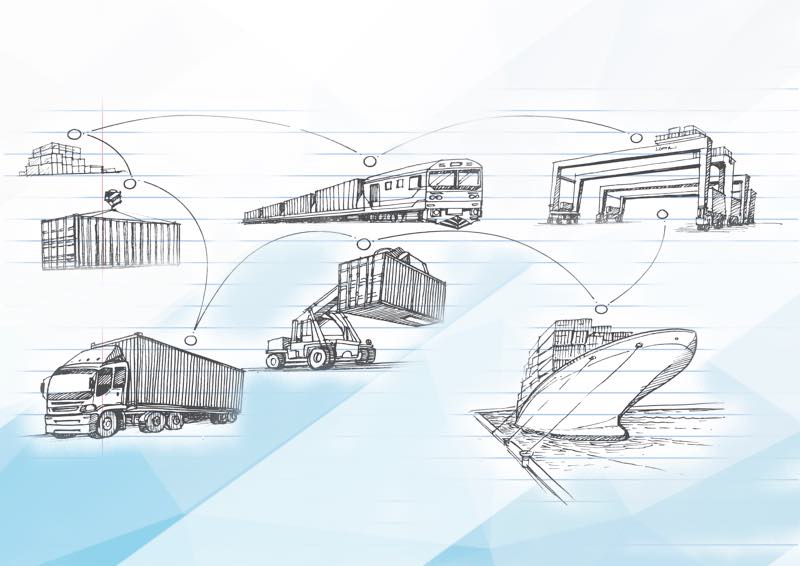 Güterverkehr per Straße, Schiene, Luft und Wasser